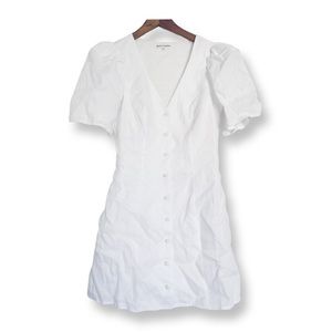 Joelle Linen Dress. Mini dress with puffed, shirt sleeves. Size: 0 new with tags